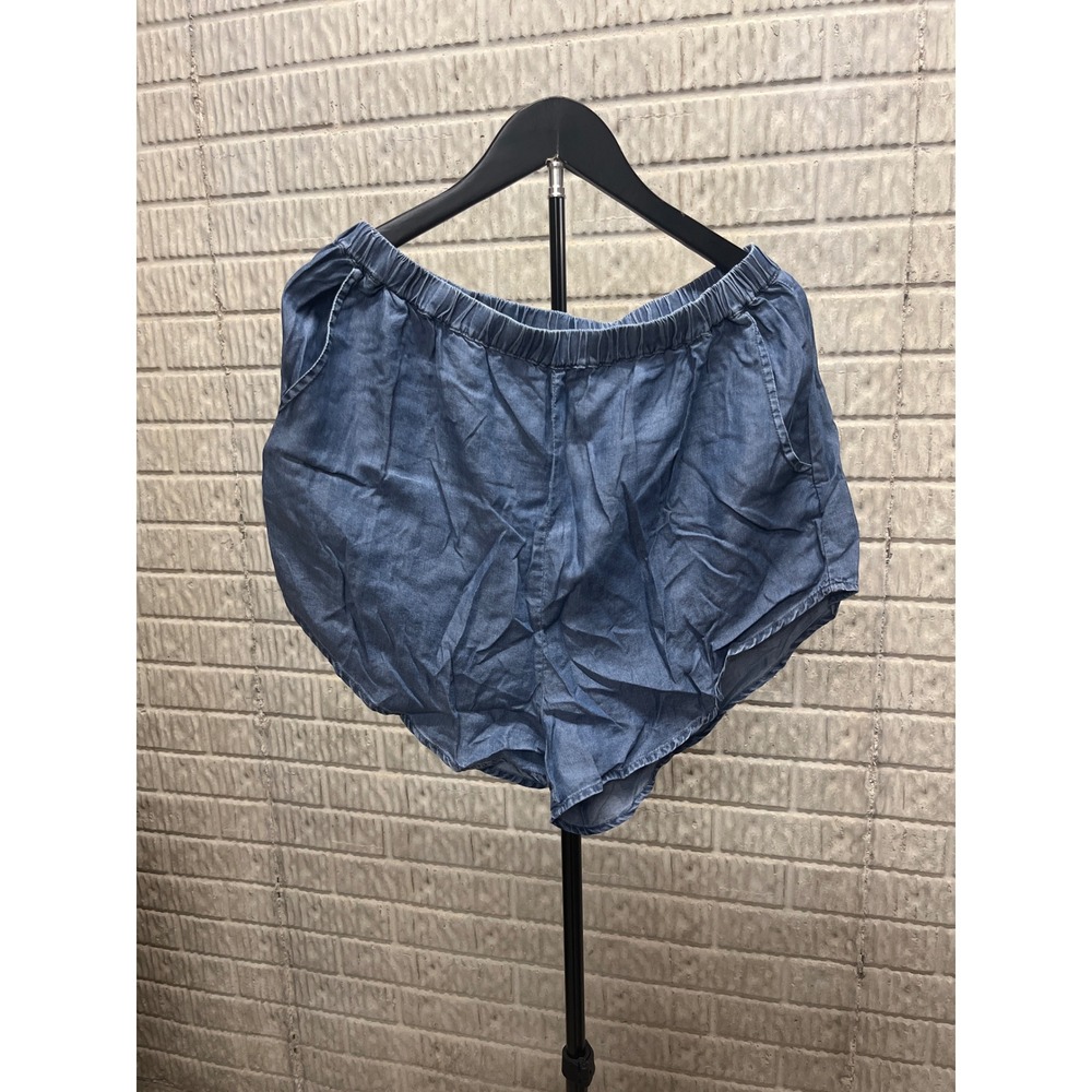 CUPSHE Blue Denim Look Elastic Waist Dolphin Shorts XL CAA02A4E024SS